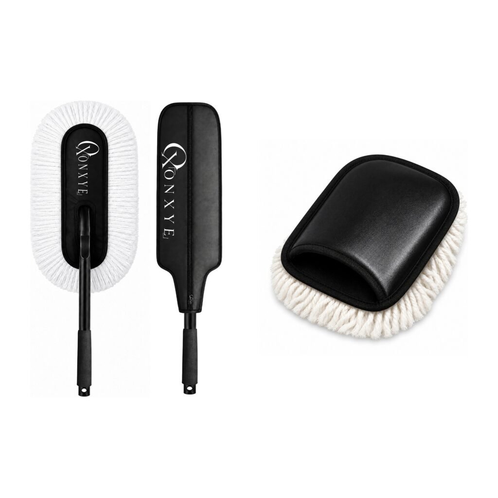 ONXYE Premium Car Duster Wax Coated - Black Long Handle Microfiber