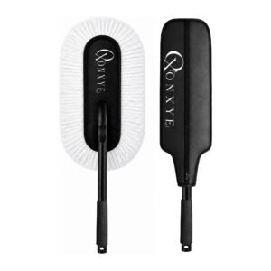 ONXYE Premium Wax-Coated Car Duster Black - Microfiber Long Handle